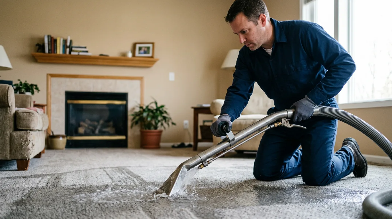 Water damage restoration technician working near Lewiston, CA